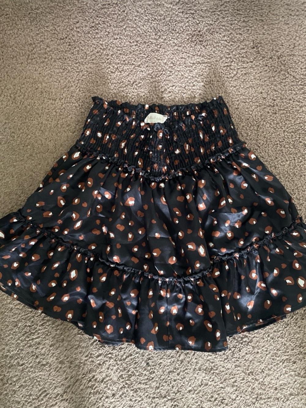 Altar'd State Black Smocked Circle Skirt with Copper Spots